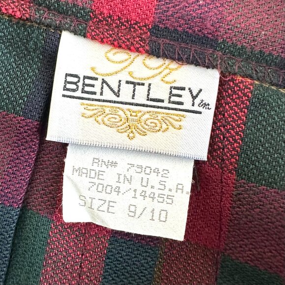 Bentley Vtg 90s Red Plaid Pleated Mini High rise Skirt - Picture 5 of 5